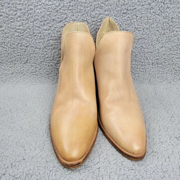 Free People Charm Double V Ankle Boots Tan Leather Western Preppy Cowgirl Sz 38