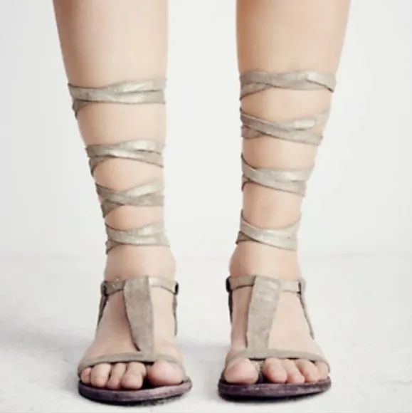 Free People Dahlia Womens Gladiator Lace Up  shoes Sandals Flip Flop sz 9