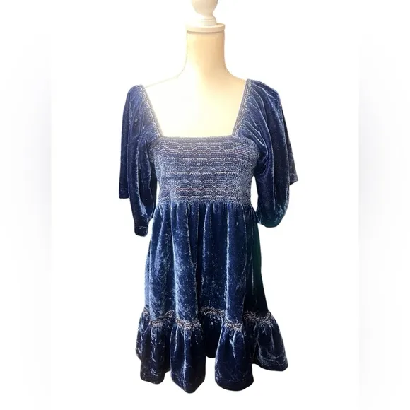 Free People Easy to Love Mini Dress – Shaded Lake Blue – Size Small