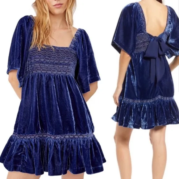 Free People Easy to Love Mini Dress – Shaded Lake Blue – Size Small