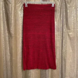 Free People Golden Hour Mulberry Red Ribbed Midi Skirt Large NWOT
