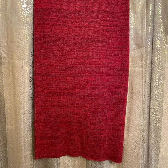 Free People Golden Hour Mulberry Red Ribbed Midi Skirt Large NWOT