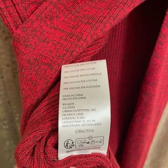 Free People Golden Hour Mulberry Red Ribbed Midi Skirt Large NWOT