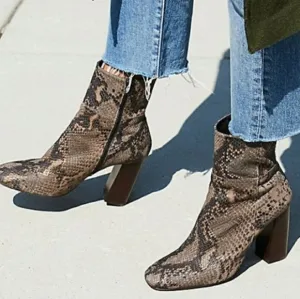 Free People Nolita snake skin print heeled ankle Boots size 36