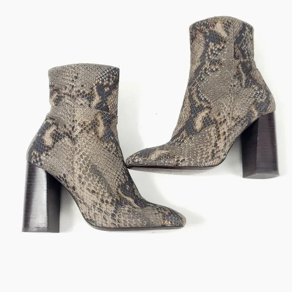 Free People Nolita snake skin print heeled ankle Boots size 36