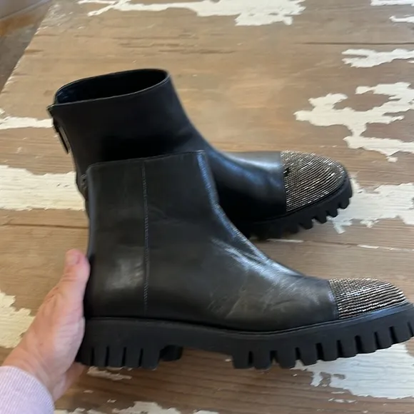 Free People NWT Lola Cruz Rhine Stones Black Zip Up  Boots. Comfortable! ❤️🌈