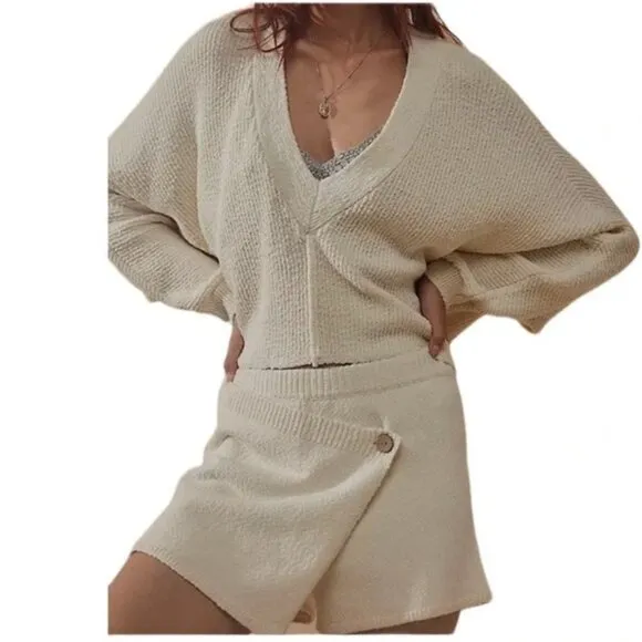 Free People Primavera Skort Sweater Set in Ivory Medium NWT