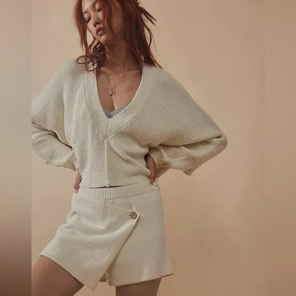 Free People Primavera Skort Sweater Set in Ivory Medium NWT