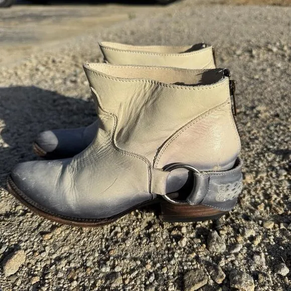 Freebird Boots Casey Womens 6 Ombre White Blue Harness Ankle Booties
