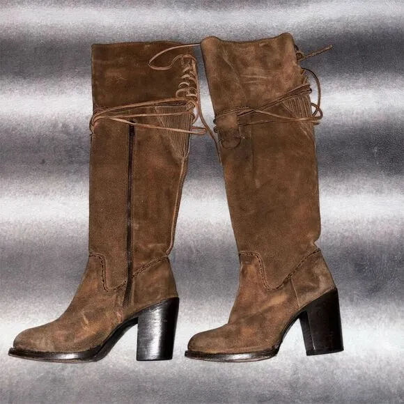Freebird by Steven Brock Brown Suede Over The Knee Tall BOHO Western Boots