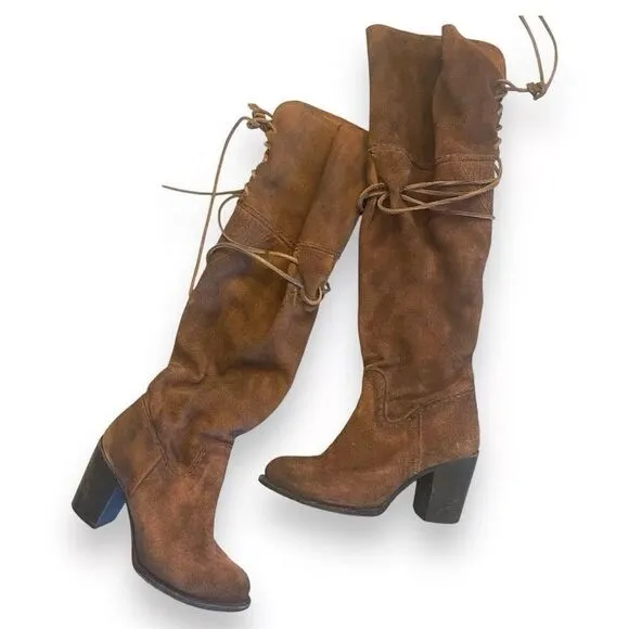 Freebird by Steven Brock Brown Suede Over The Knee Tall BOHO Western Boots