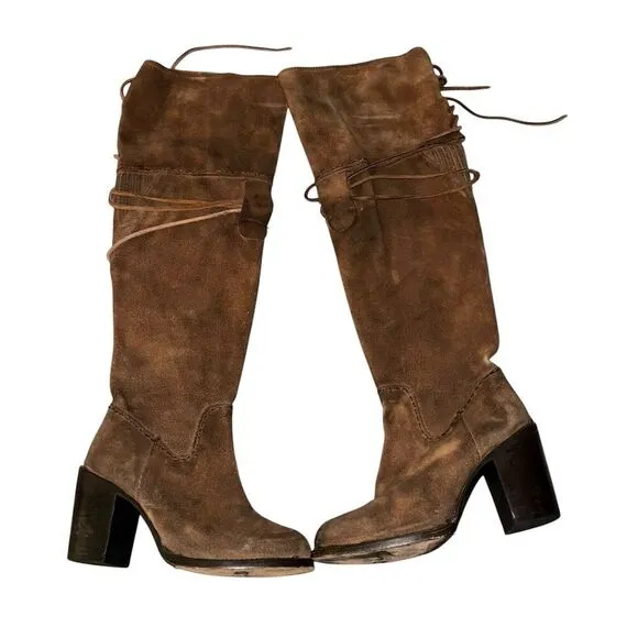 Freebird by Steven Brock Brown Suede Over The Knee Tall BOHO Western Boots
