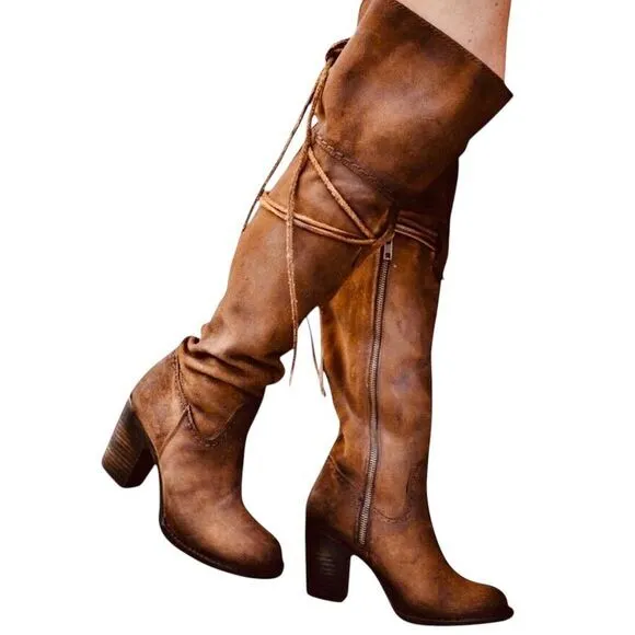 Freebird by Steven Brock Brown Suede Over The Knee Tall BOHO Western Boots