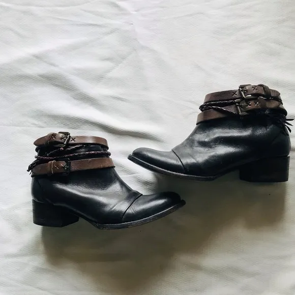 Freebird by Steven simba Black Leather Ankle Boots