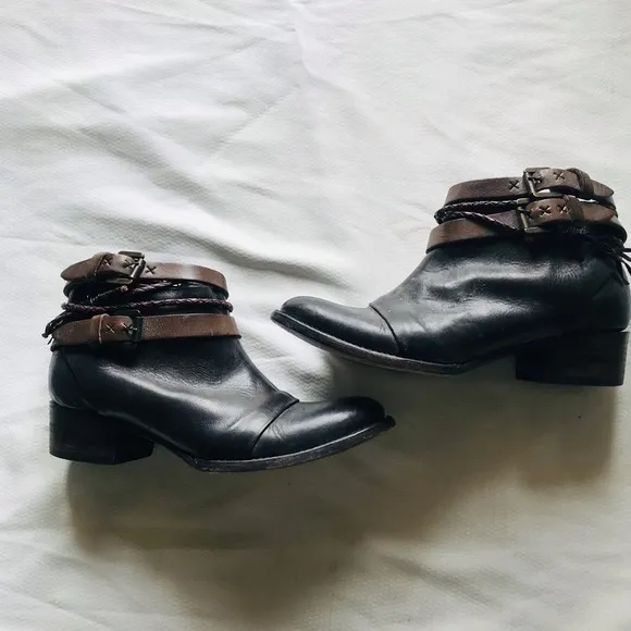 Freebird by Steven simba Black Leather Ankle Boots