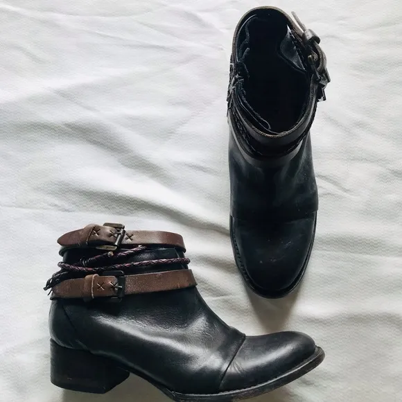Freebird by Steven simba Black Leather Ankle Boots