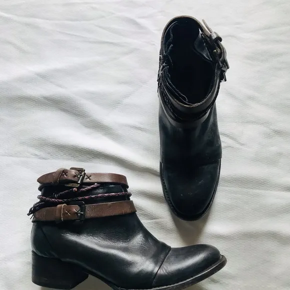 Freebird by Steven simba Black Leather Ankle Boots
