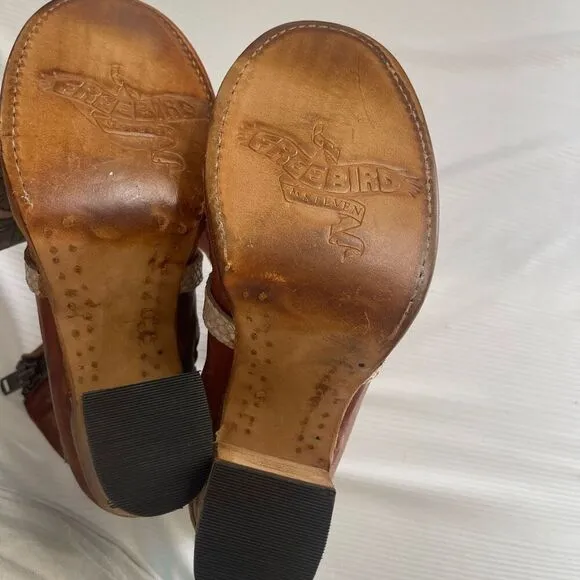 Freebird by Steven Balboa Ankle Boots Womens Size 8 Zipper Tan Leather Snake