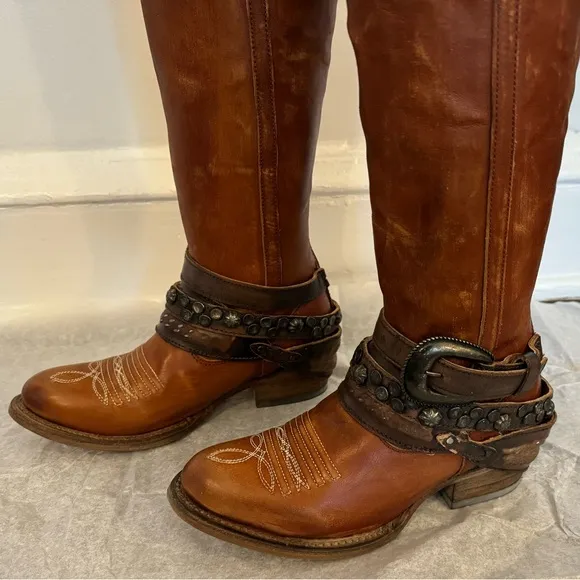 Freebird Rodondo Whiskey, handmade, Brown Leather Women's Boots, brand new