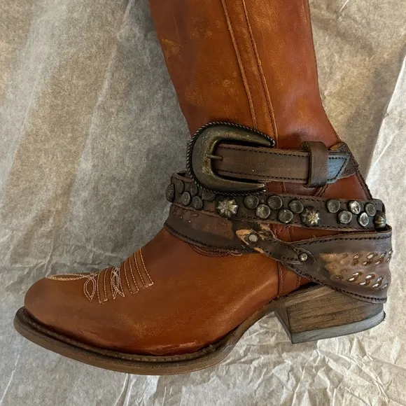 Freebird Rodondo Whiskey, handmade, Brown Leather Women's Boots, brand new