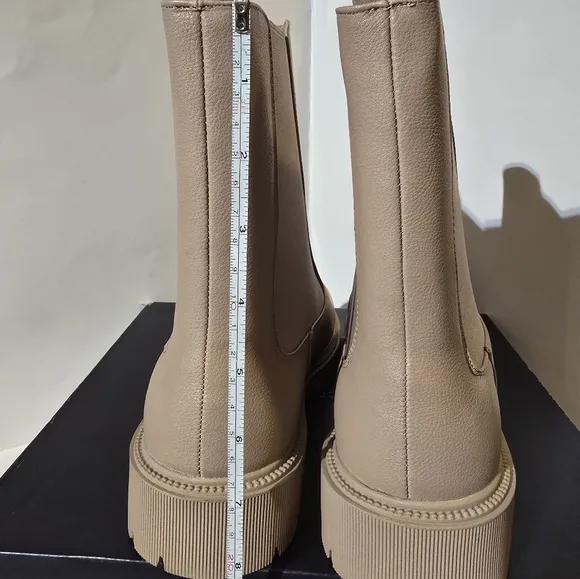 French Connection Women's Reyah Chelsea Lug Sole Boots, Size 8. Taupe color.