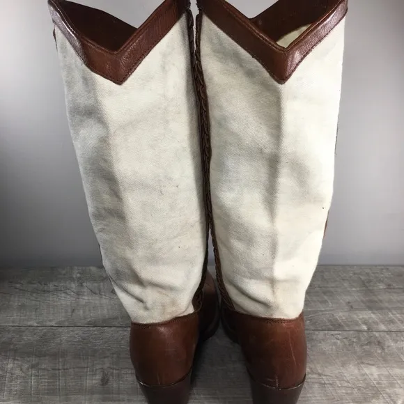 Frye 77225 Jane Braid Canvas &amp; Leather Womens Riding Tall Fashion Boots Size 8