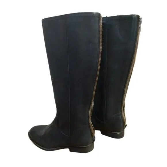Frye &amp; Co. Jolie Back Zip Womens Black Leather Knee-High Boots 6.5 M