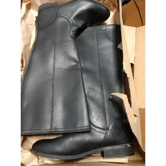 Frye &amp; Co. Jolie Back Zip Womens Black Leather Knee-High Boots 6.5 M