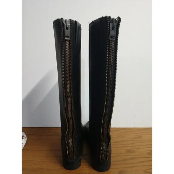 Frye &amp; Co. Jolie Back Zip Womens Black Leather Knee-High Boots 6.5 M