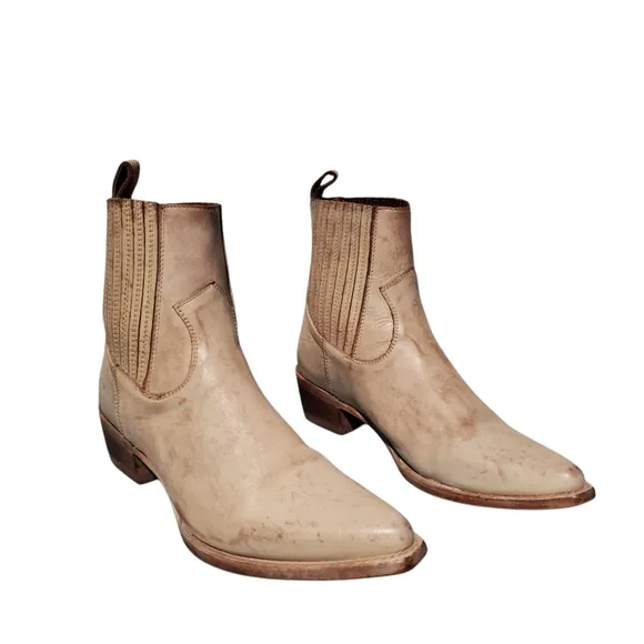 Frye Beige Leather Ankle Boots