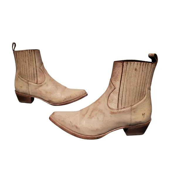 Frye Beige Leather Ankle Boots