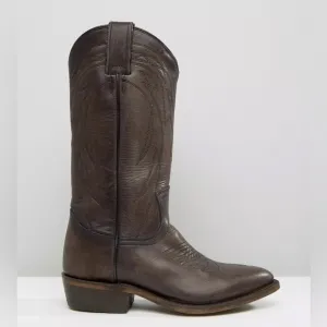 Frye Billy Pull On Leather Western Heel Boots in Smoke 7.5