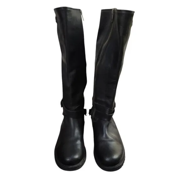 Frye Black Harness Èngineer Knee-High Side Zip Riding Boots Sz 6B