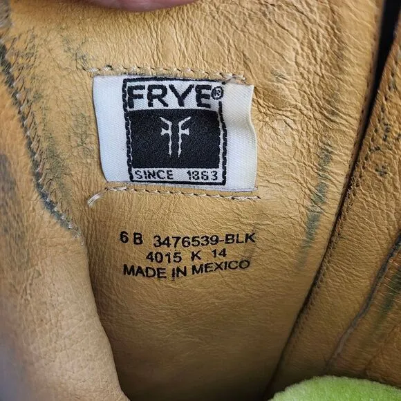 Frye Black Harness Èngineer Knee-High Side Zip Riding Boots Sz 6B