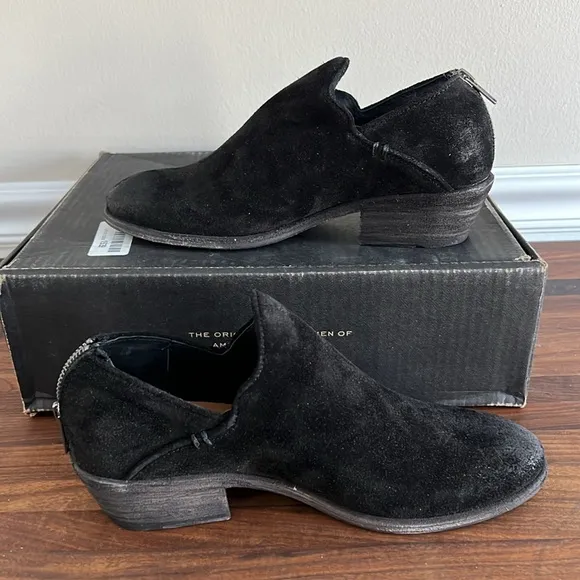 Frye Carson Shootie Black Suede Back Zipper Ankle Boots 7M