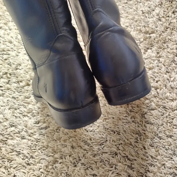 Frye Melissa Studded Boots Black Leather Riding Moto Ankle Booties Sz 8