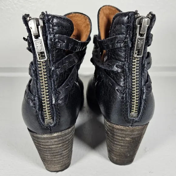 Frye Naomi Pickstitch Black Leather Ankle boots Size 7