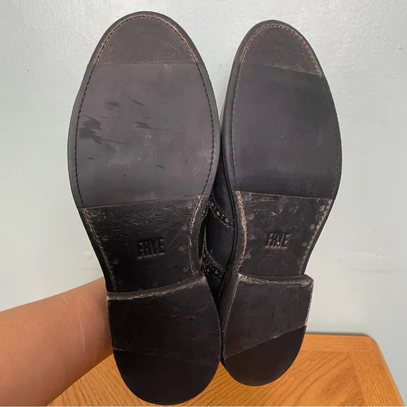 FRYE Paul Wingtip Men Leather Black Distressed Size 9
