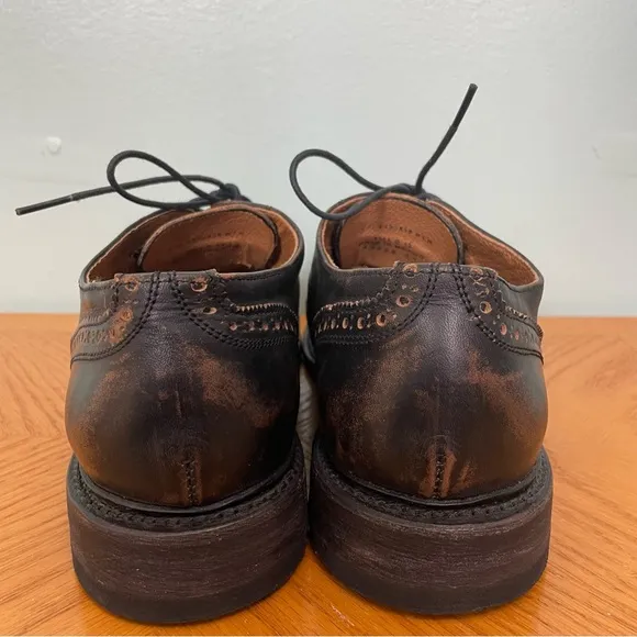 FRYE Paul Wingtip Men Leather Black Distressed Size 9
