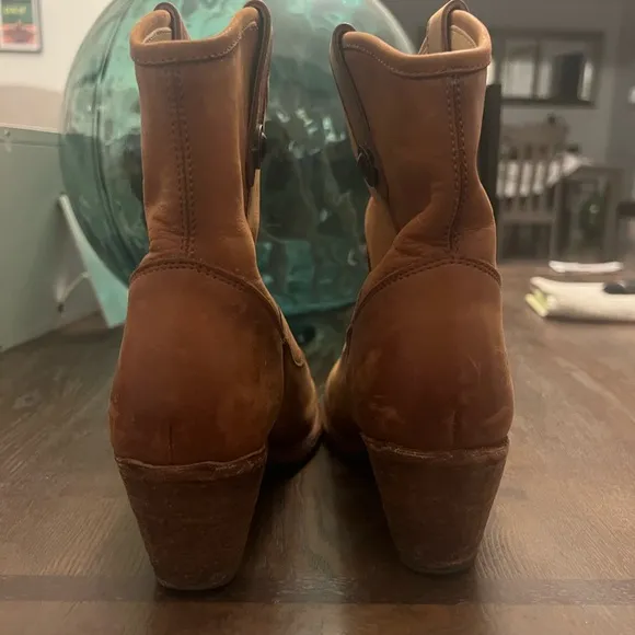 FRYE Tan Leather Ankle Boots
