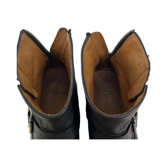 Frye Veronica Back Zip Moto Boots Women’s Size 8 Black Leather Ankle Booties