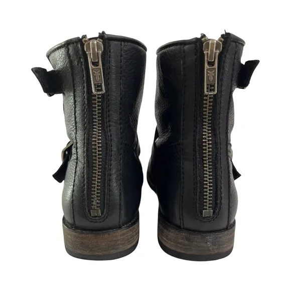 Frye Veronica Back Zip Moto Boots Women’s Size 8 Black Leather Ankle Booties