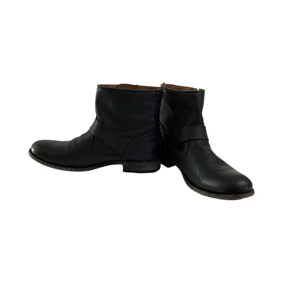 Frye Veronica Back Zip Moto Boots Women’s Size 8 Black Leather Ankle Booties