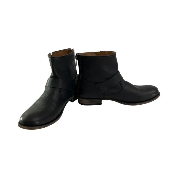 Frye Veronica Back Zip Moto Boots Women’s Size 8 Black Leather Ankle Booties