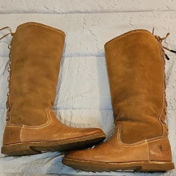 Frye Women's Celia Fawn Shearling Back Tie Boots 044