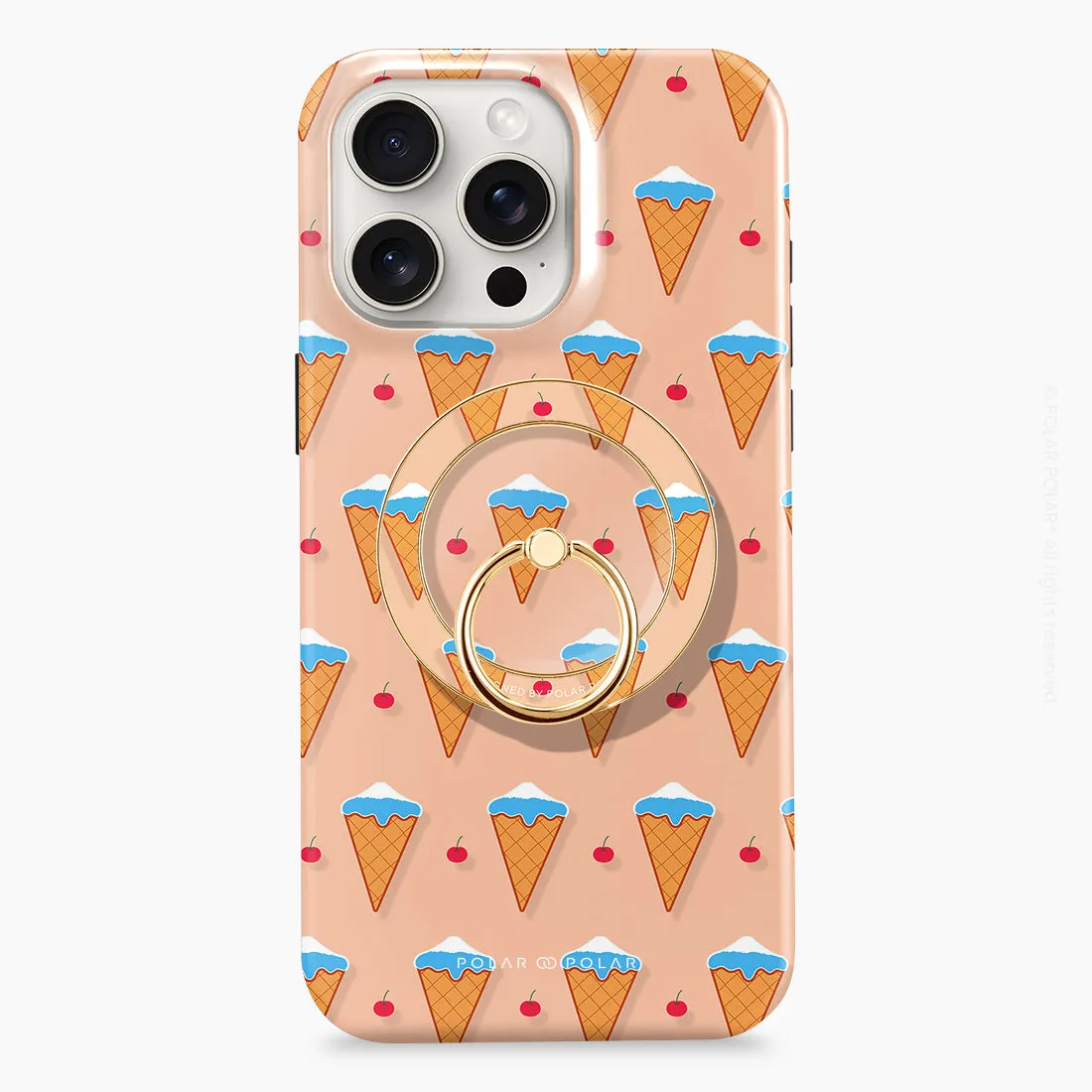 Fujisan Peach Ice Cream - Golden MagSafe Phone Grip and Ring Holder Stand