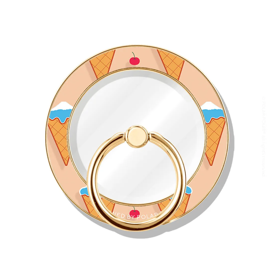 Fujisan Peach Ice Cream - Golden MagSafe Phone Grip and Ring Holder Stand