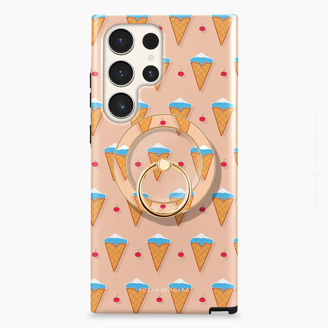 Fujisan Peach Ice Cream - Golden MagSafe Phone Grip and Ring Holder Stand