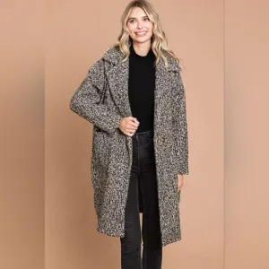 Full Size Lapel Collar Double Breast Teddy Coat