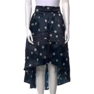 Ganni Total Eclipse Polka Dot Silk High-Low Skirt, Size 36, Sustainable